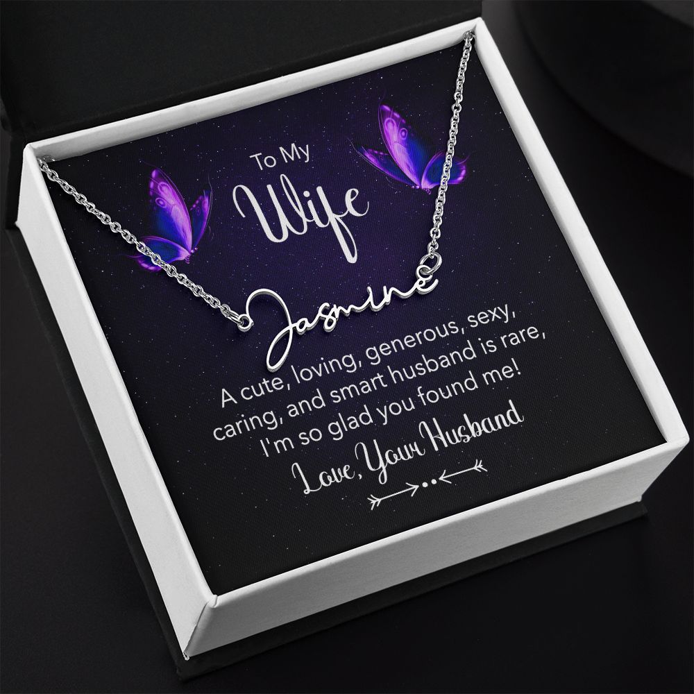 To My Wife A Cute Loving Wife Signature Name Necklace-Express Your Love Gifts