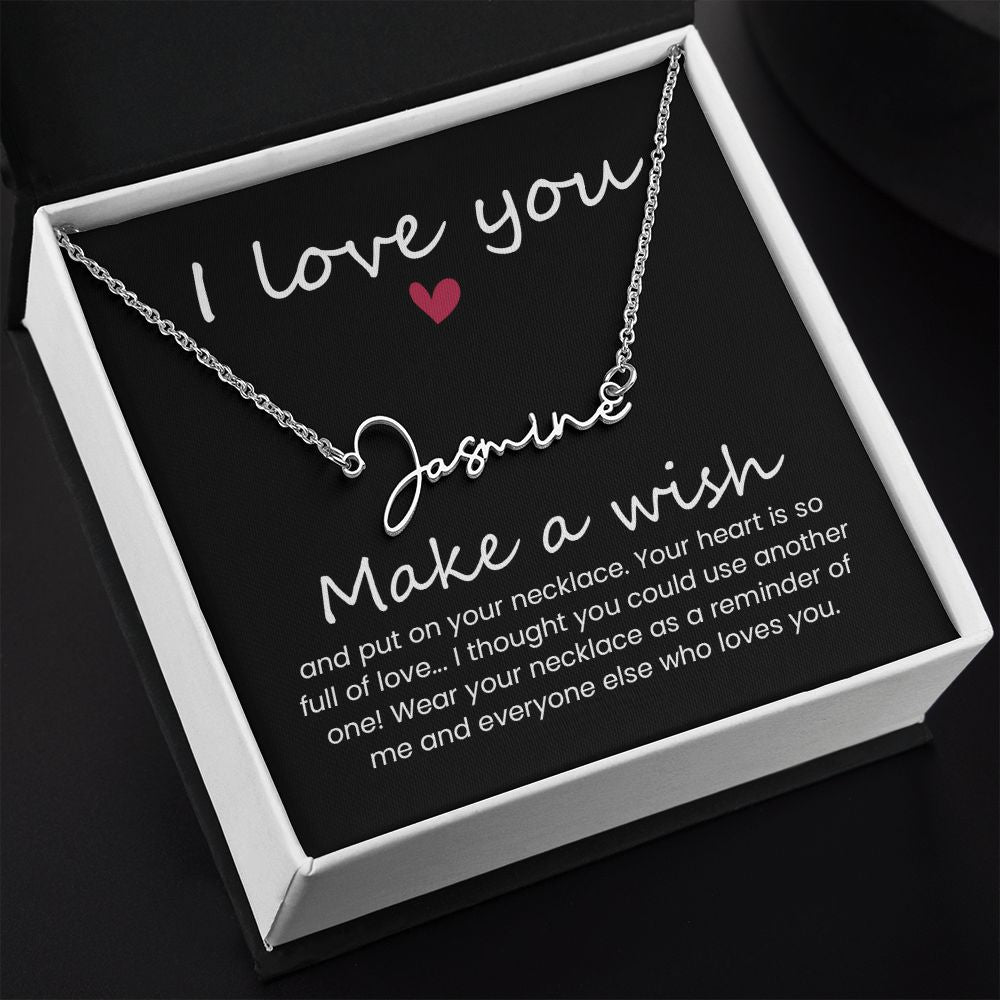 Your Heart is So Full of Love Signature Name Necklace-Express Your Love Gifts