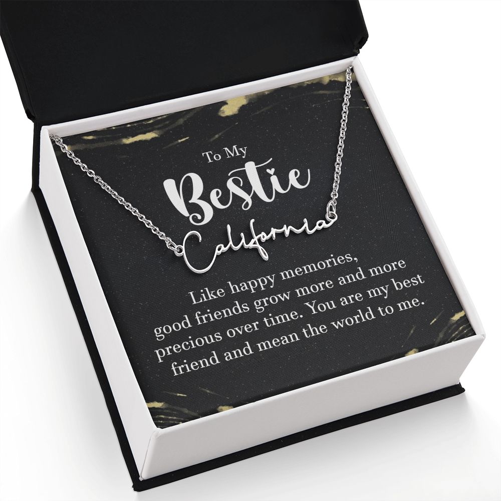 To My Bestie Like Happy Memories Signature Name Necklace-Express Your Love Gifts