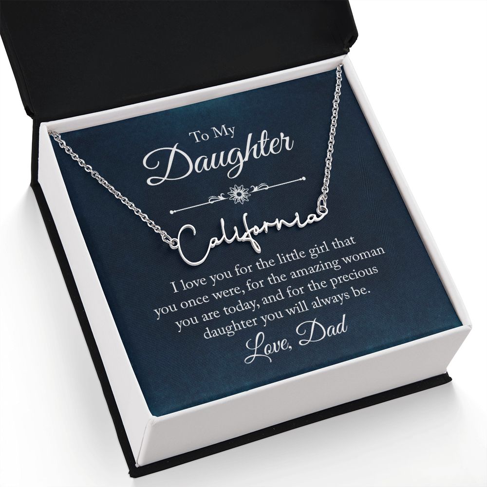 To My Daughter I Love You Signature Name Necklace-Express Your Love Gifts