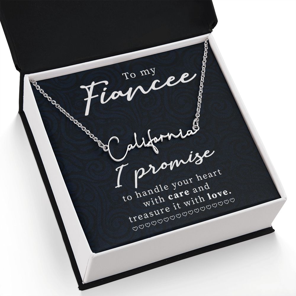To My Fiancee I Promise Signature Name Necklace-Express Your Love Gifts