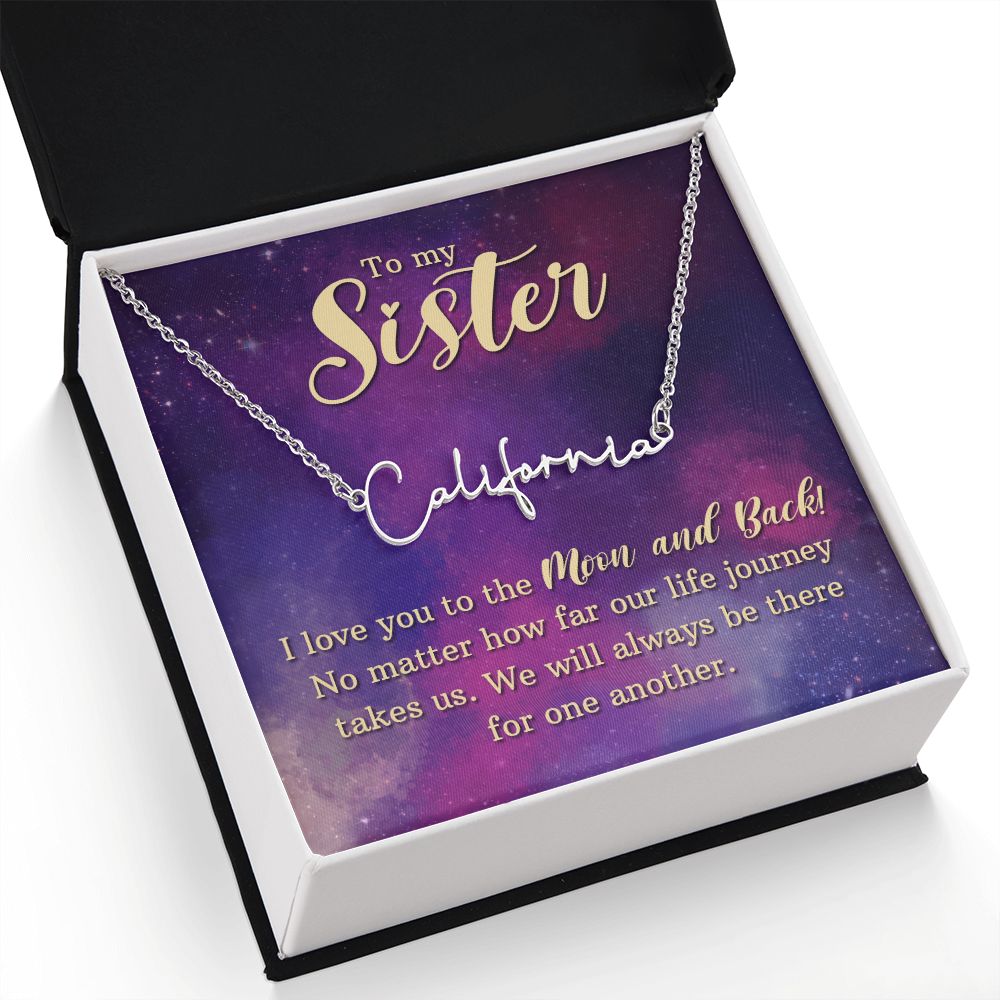 To My Sister I Love You Signature Name Necklace-Express Your Love Gifts