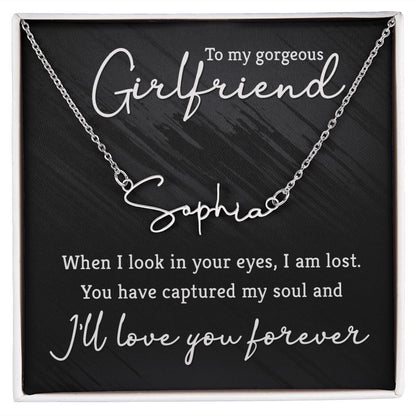To My Gorgeous Girlfriend Signature Name Necklace-Express Your Love Gifts