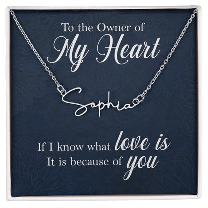 To the Owner of My Heart Signature Name Necklace-Express Your Love Gifts