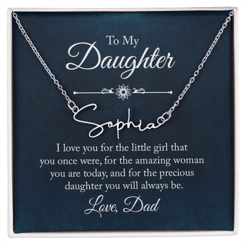 To My Daughter I Love You Signature Name Necklace-Express Your Love Gifts