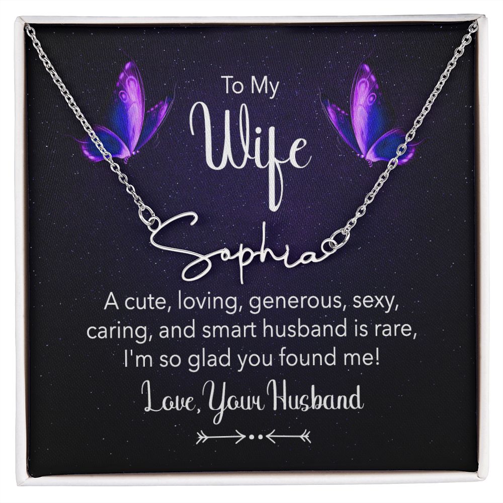 To My Wife A Cute Loving Wife Signature Name Necklace-Express Your Love Gifts