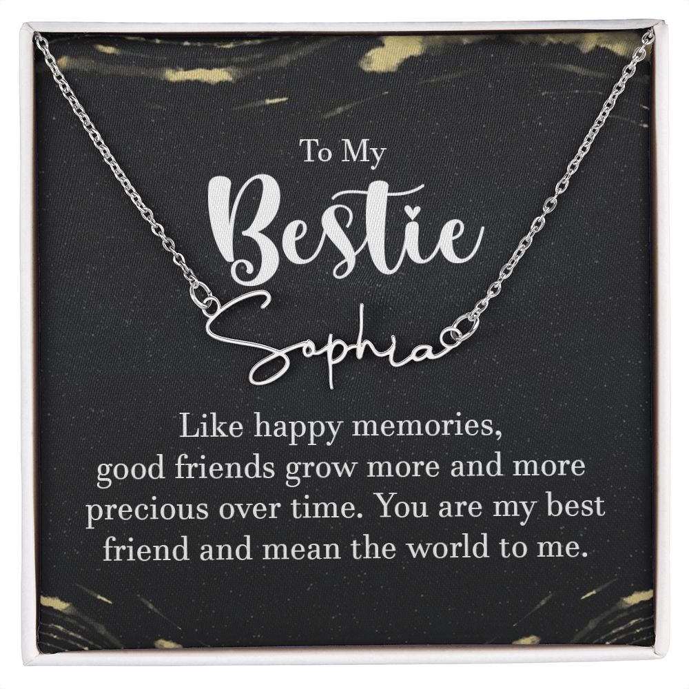 To My Bestie Like Happy Memories Signature Name Necklace-Express Your Love Gifts
