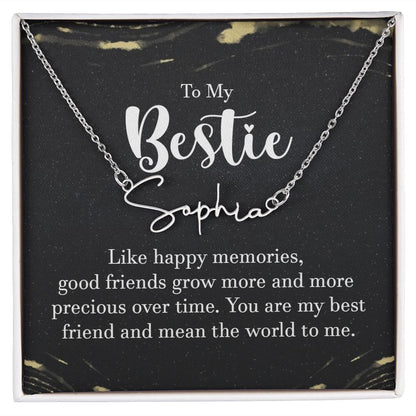 To My Bestie Like Happy Memories Signature Name Necklace-Express Your Love Gifts