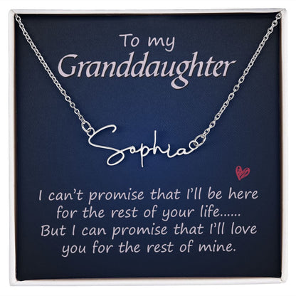 To My Granddaughter Signature Name Necklace-Express Your Love Gifts