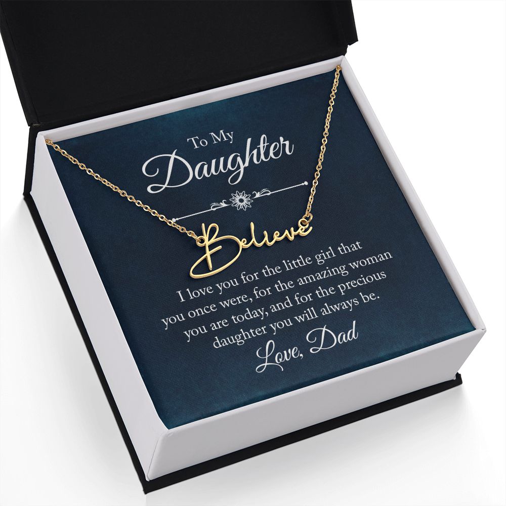 To My Daughter I Love You Signature Name Necklace-Express Your Love Gifts