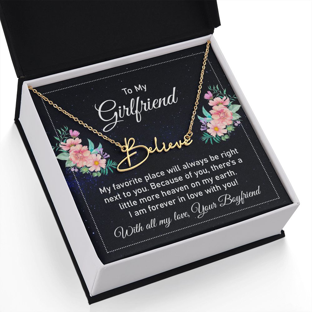 To My Girlfriend My Favorite Place Signature Name Necklace-Express Your Love Gifts