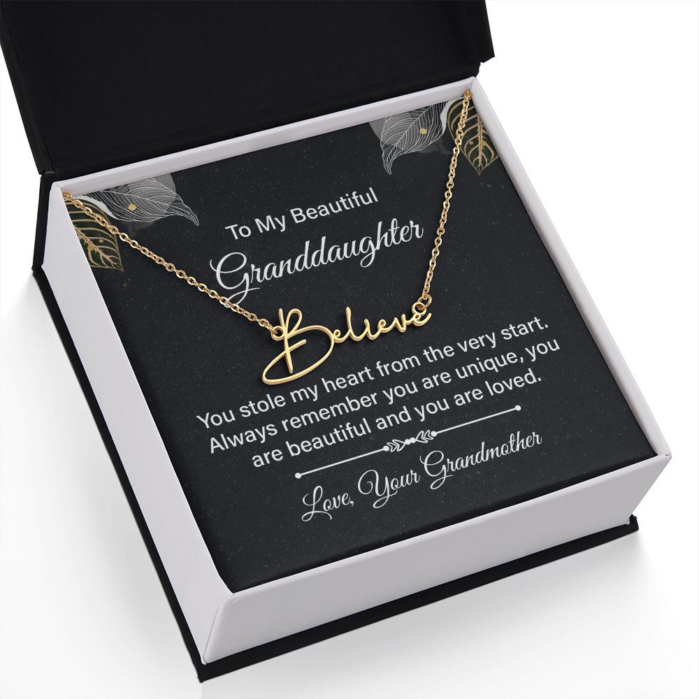 To My Granddaughter You Stole My Heart Signature Name Necklace-Express Your Love Gifts