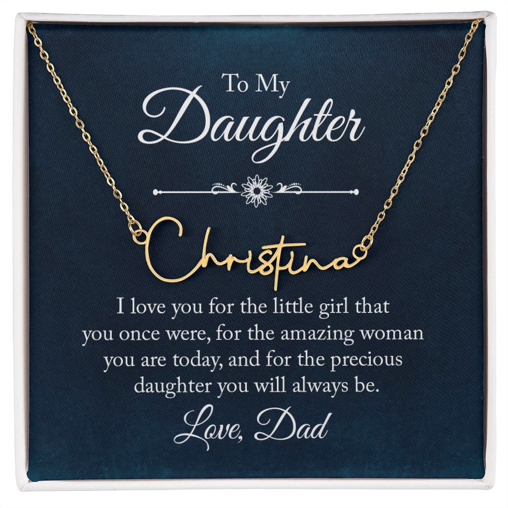 To My Daughter I Love You Signature Name Necklace-Express Your Love Gifts