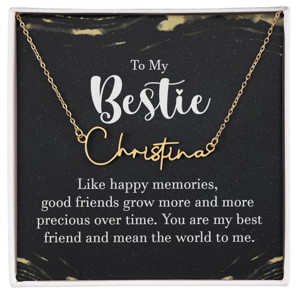 To My Bestie Like Happy Memories Signature Name Necklace-Express Your Love Gifts