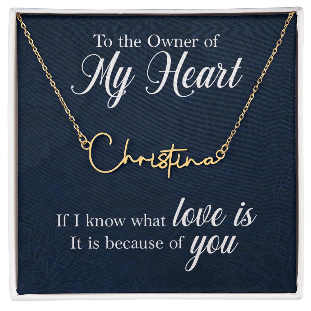 To the Owner of My Heart Signature Name Necklace-Express Your Love Gifts