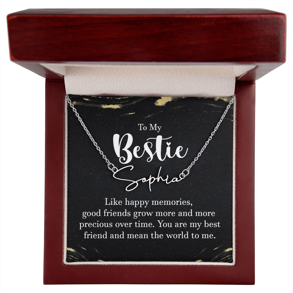 To My Bestie Like Happy Memories Signature Name Necklace-Express Your Love Gifts