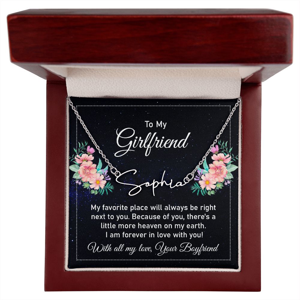 To My Girlfriend My Favorite Place Signature Name Necklace-Express Your Love Gifts