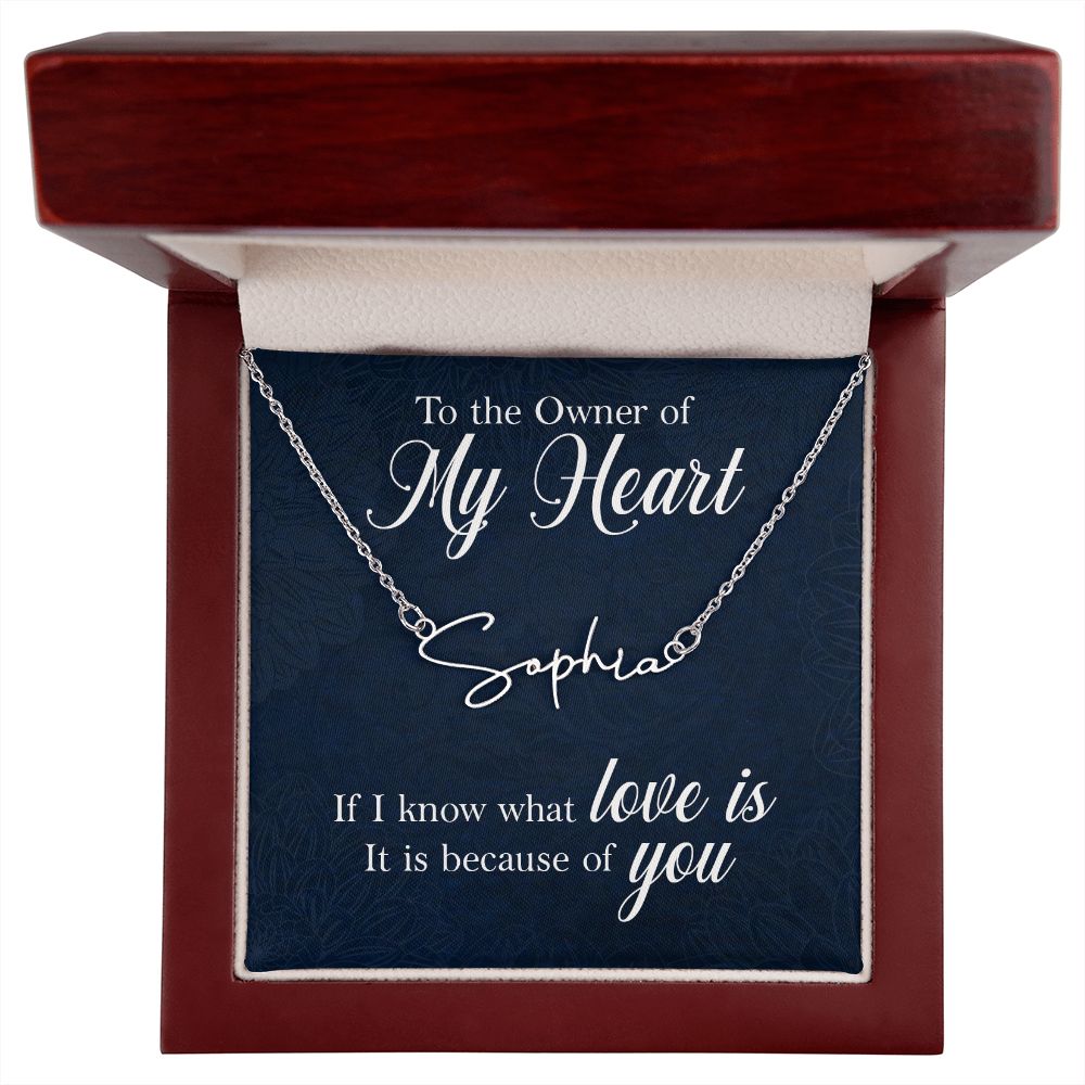 To the Owner of My Heart Signature Name Necklace-Express Your Love Gifts