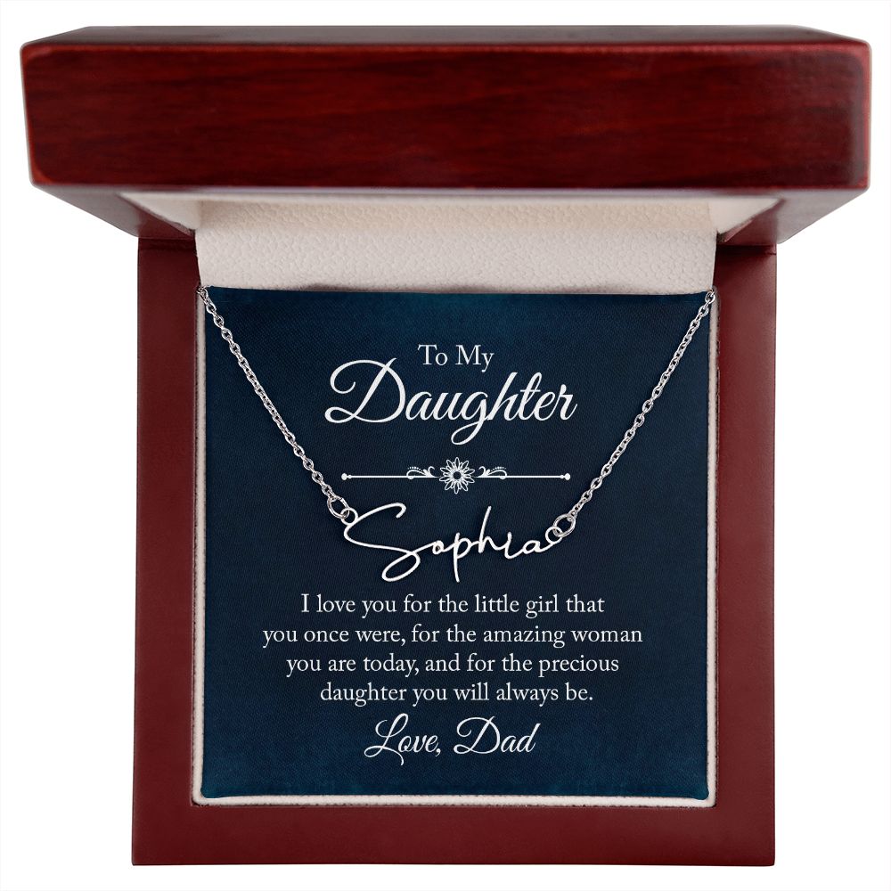 To My Daughter I Love You Signature Name Necklace-Express Your Love Gifts