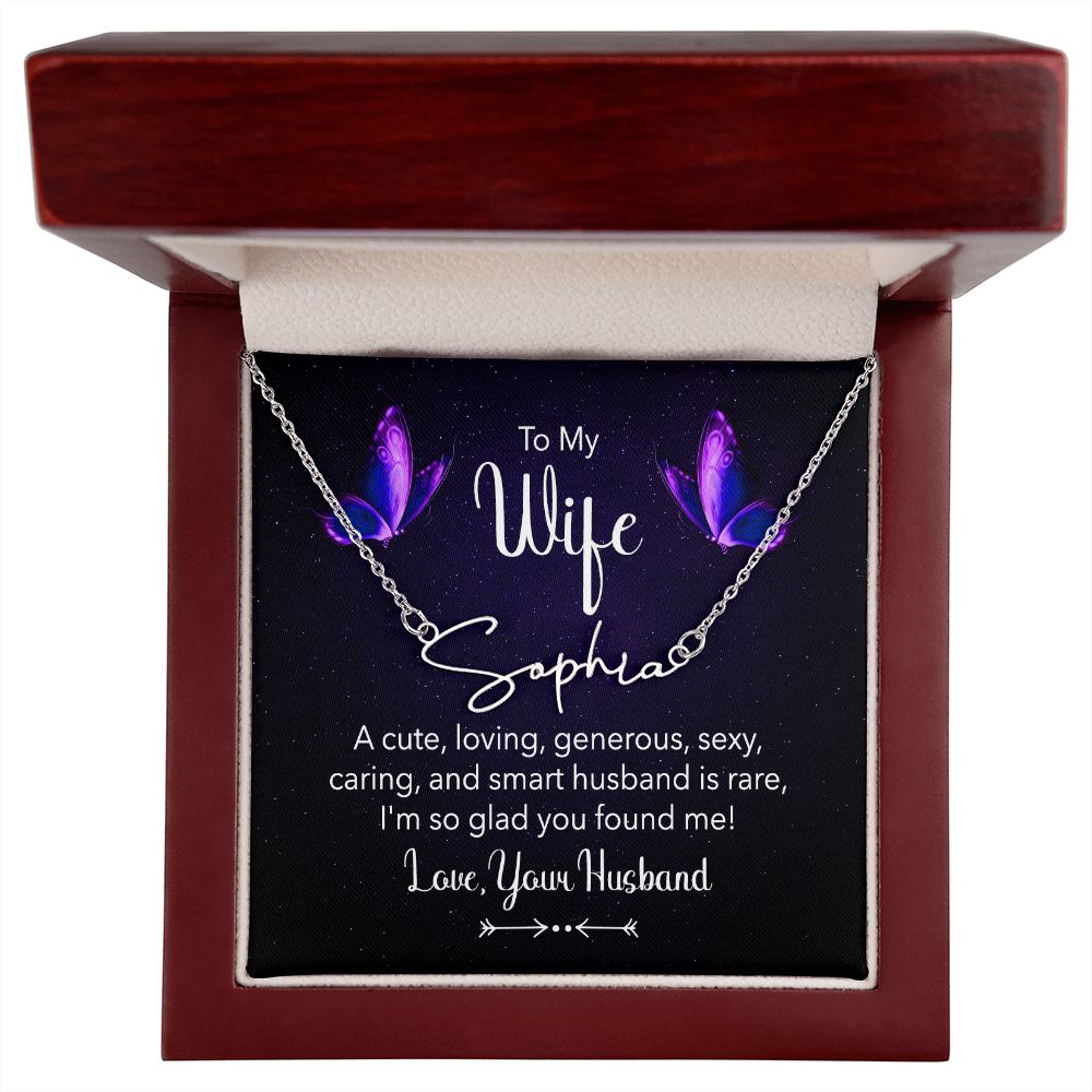 To My Wife A Cute Loving Wife Signature Name Necklace-Express Your Love Gifts