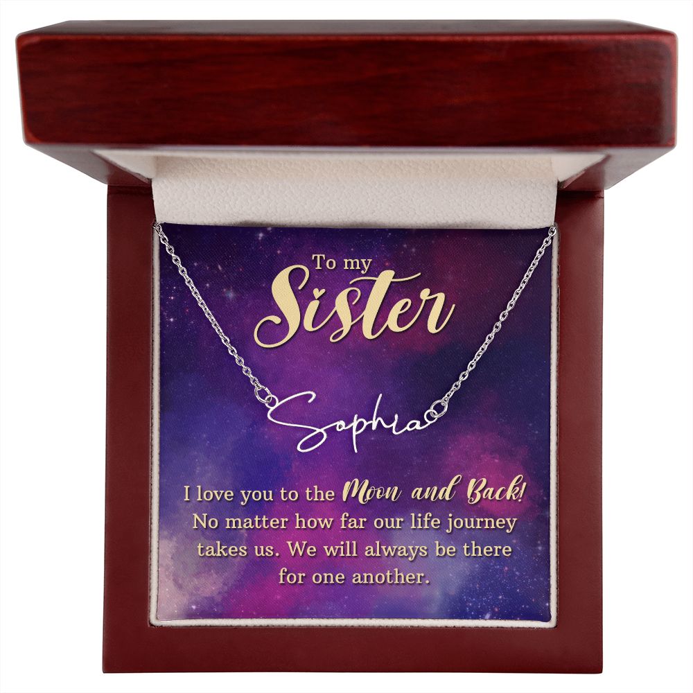 To My Sister I Love You Signature Name Necklace-Express Your Love Gifts