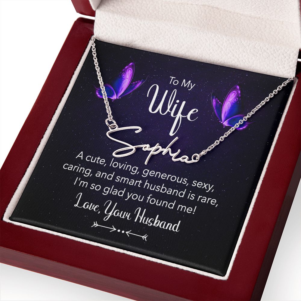 To My Wife A Cute Loving Wife Signature Name Necklace-Express Your Love Gifts