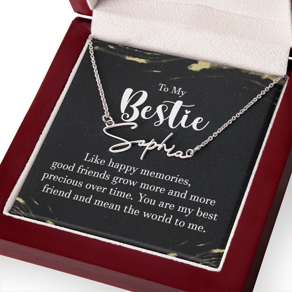 To My Bestie Like Happy Memories Signature Name Necklace-Express Your Love Gifts