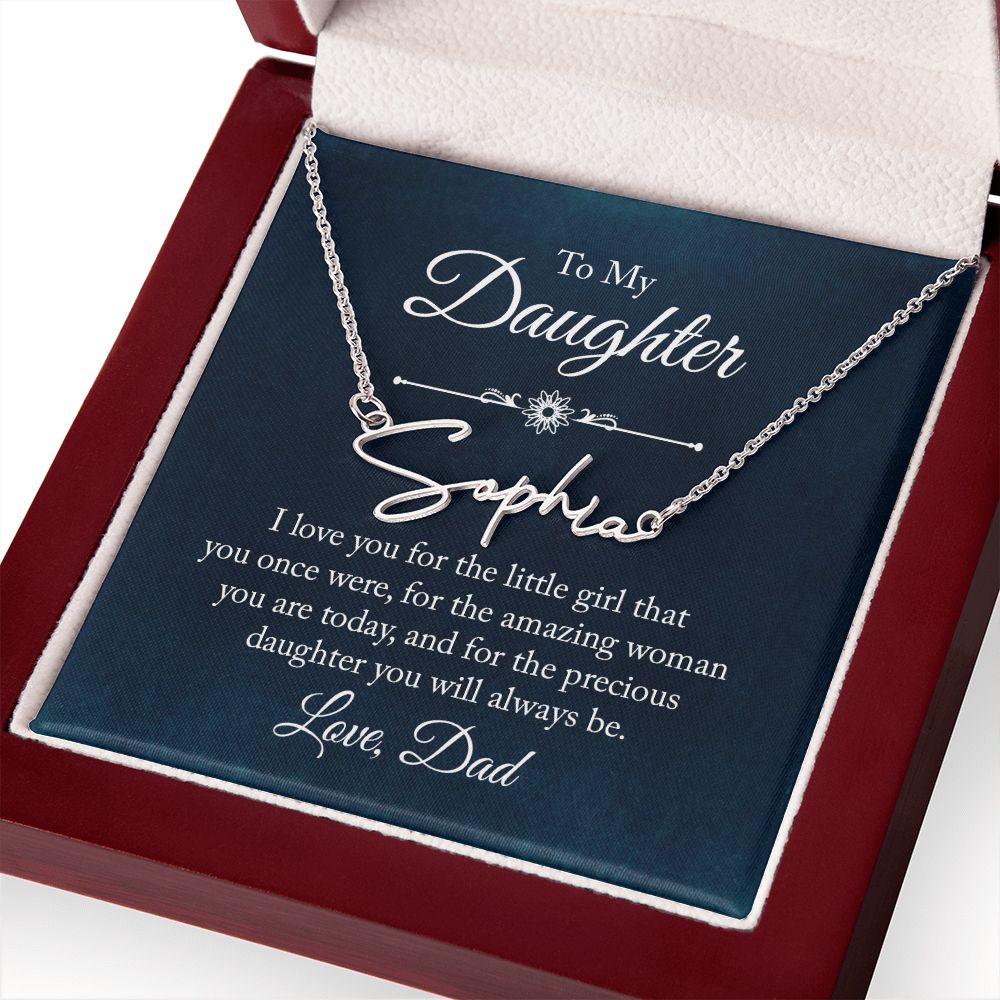 To My Daughter I Love You Signature Name Necklace-Express Your Love Gifts