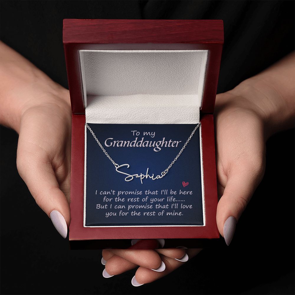 To My Granddaughter Signature Name Necklace-Express Your Love Gifts