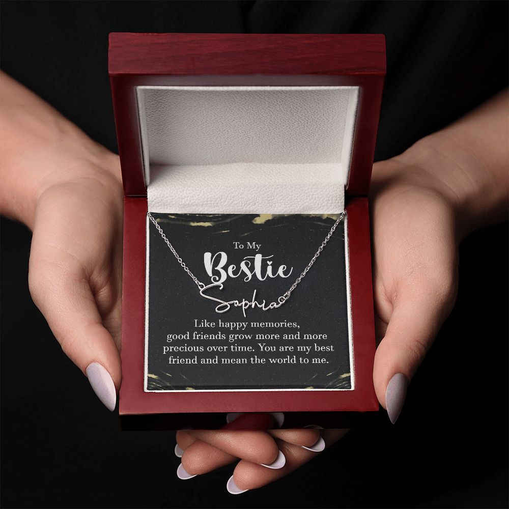 To My Bestie Like Happy Memories Signature Name Necklace-Express Your Love Gifts