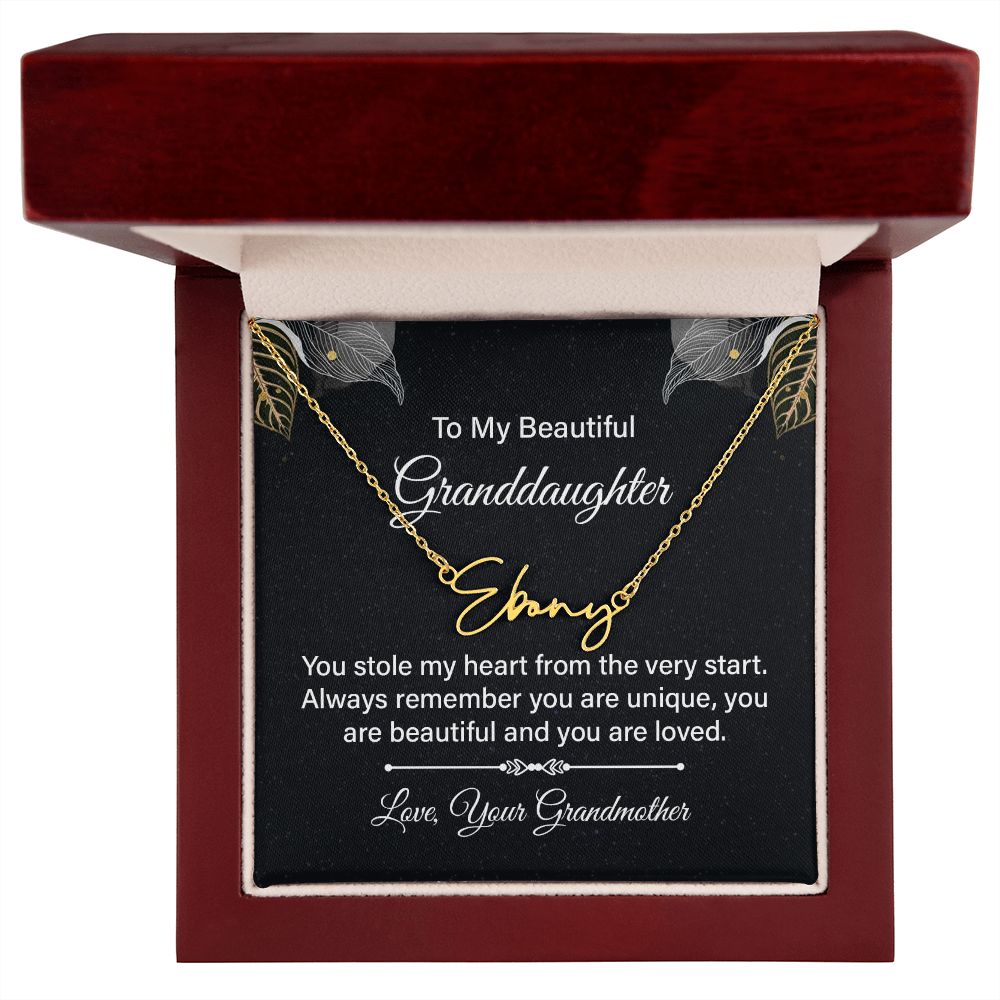 To My Granddaughter You Stole My Heart Signature Name Necklace-Express Your Love Gifts