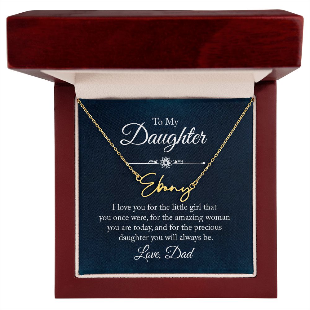 To My Daughter I Love You Signature Name Necklace-Express Your Love Gifts