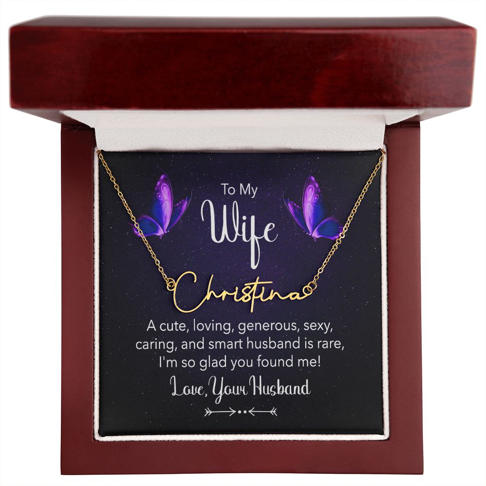 To My Wife A Cute Loving Wife Signature Name Necklace-Express Your Love Gifts
