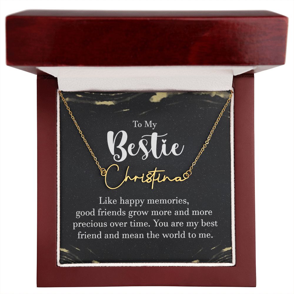 To My Bestie Like Happy Memories Signature Name Necklace-Express Your Love Gifts
