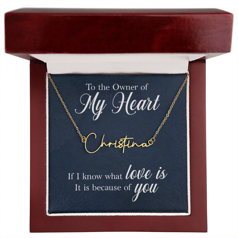 To the Owner of My Heart Signature Name Necklace-Express Your Love Gifts