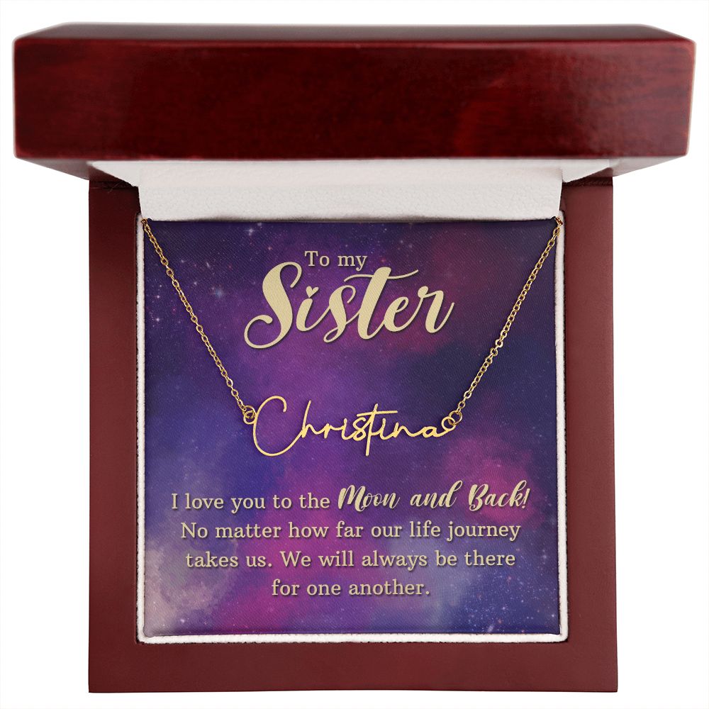 To My Sister I Love You Signature Name Necklace-Express Your Love Gifts