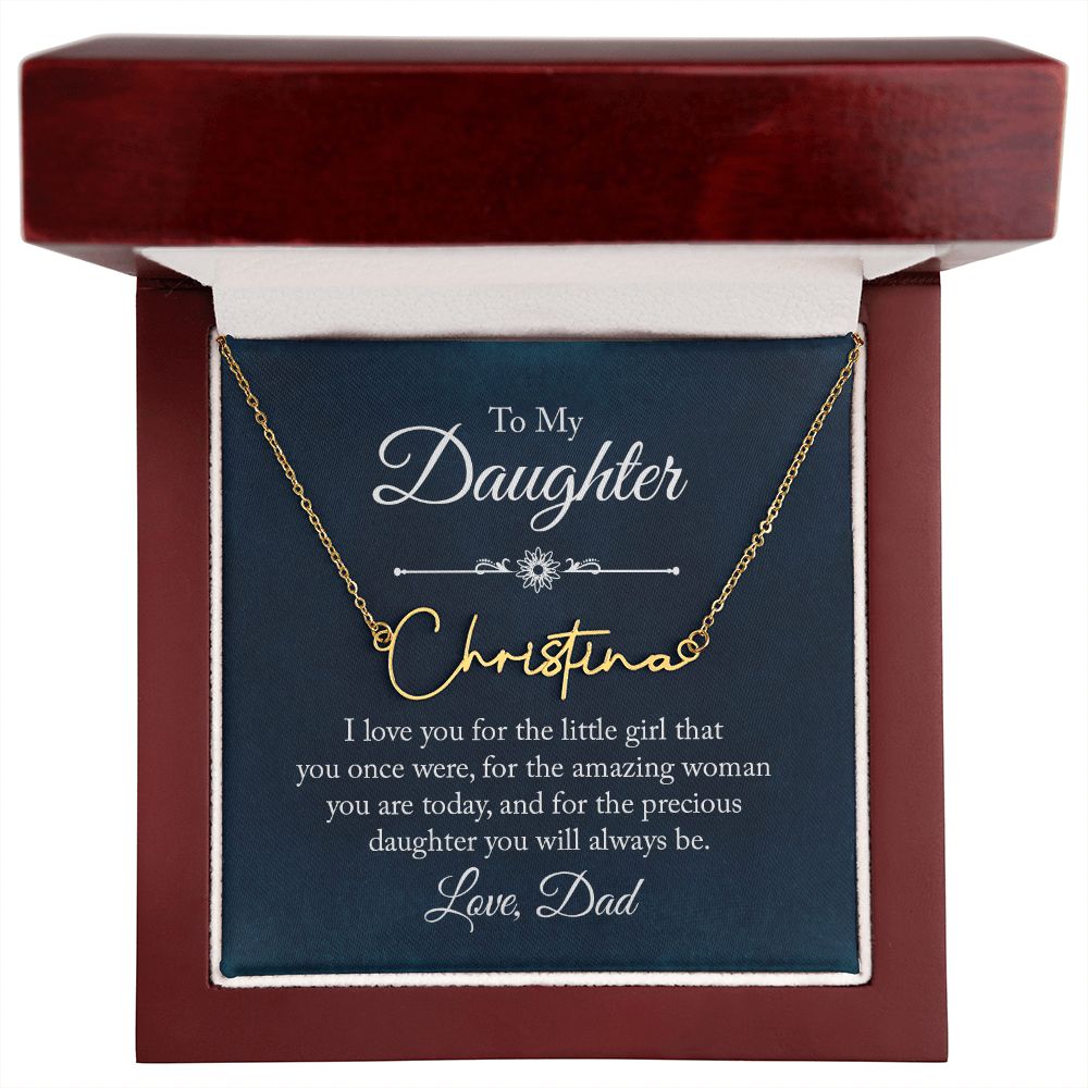 To My Daughter I Love You Signature Name Necklace-Express Your Love Gifts