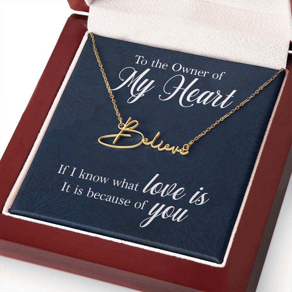 To the Owner of My Heart Signature Name Necklace-Express Your Love Gifts