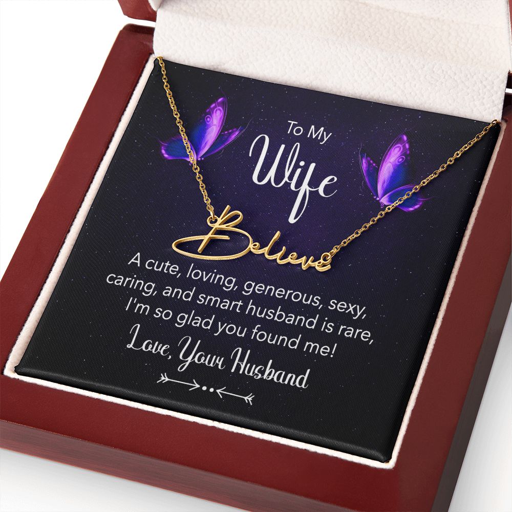 To My Wife A Cute Loving Wife Signature Name Necklace-Express Your Love Gifts