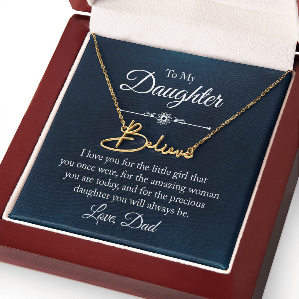 To My Daughter I Love You Signature Name Necklace-Express Your Love Gifts