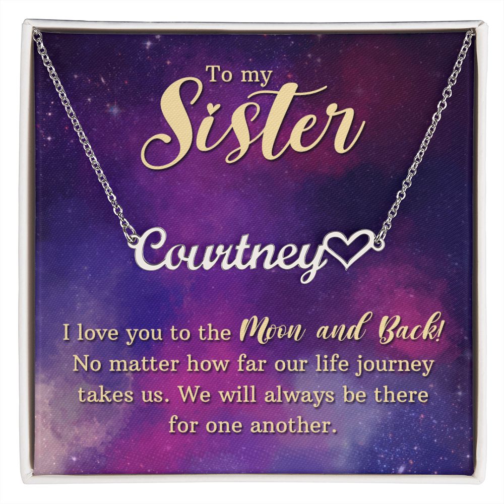 To My Sister I Love You Name Necklace With Heart-Express Your Love Gifts