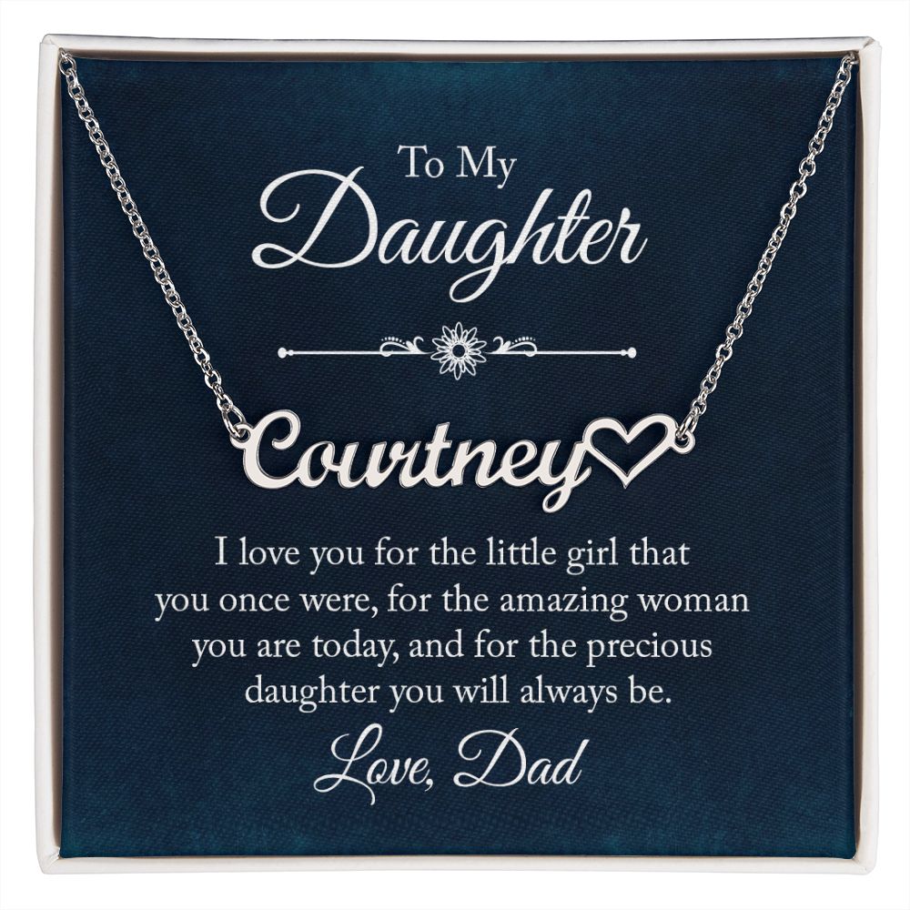 To My Daughter I Love You Name Necklace With Heart-Express Your Love Gifts
