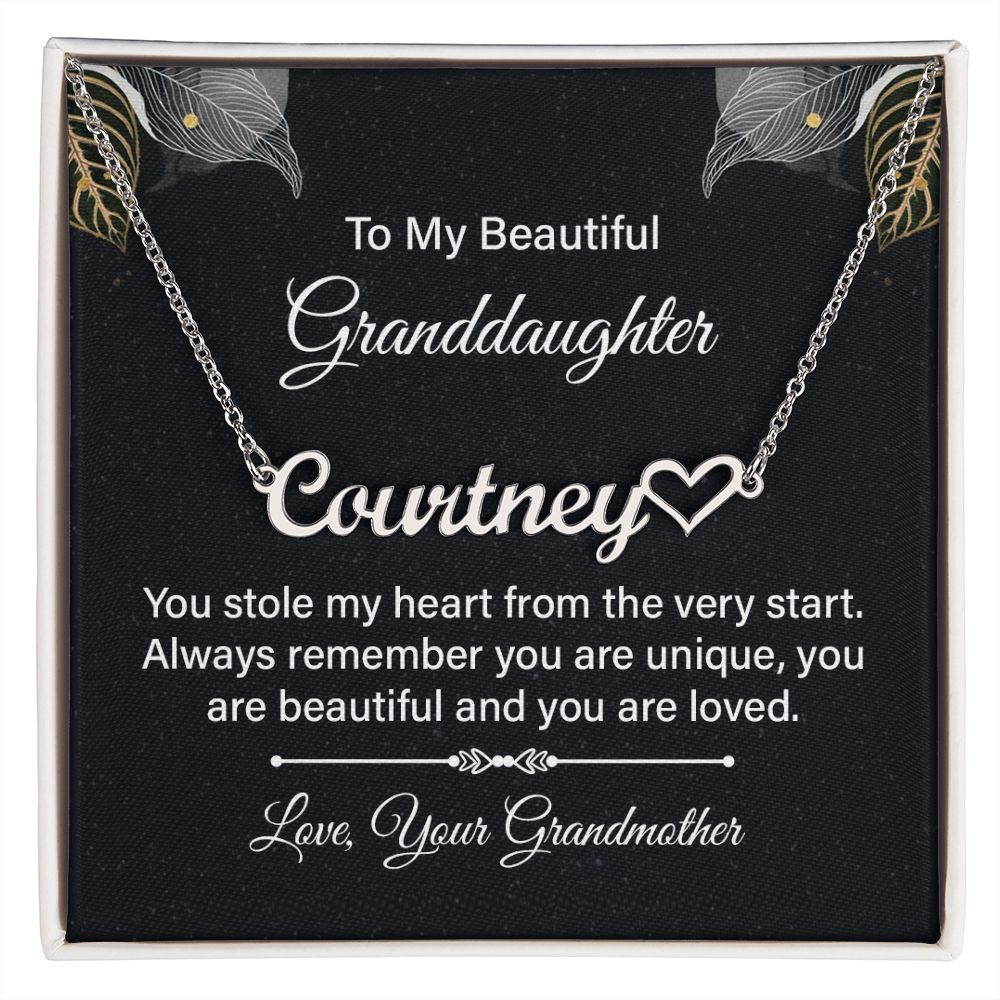 To My Granddaughter You Stole My Heart Name Necklace With Heart-Express Your Love Gifts