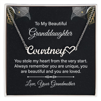 To My Granddaughter You Stole My Heart Name Necklace With Heart-Express Your Love Gifts