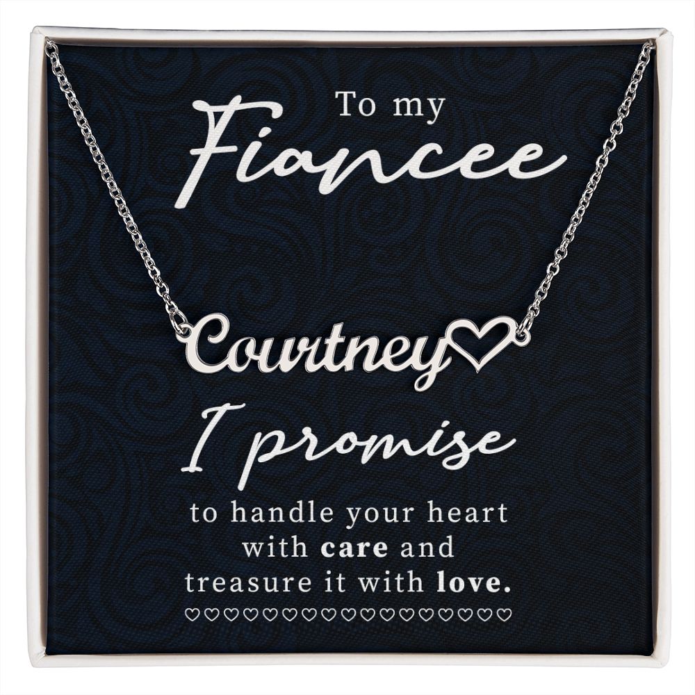 To My Fiancee Name Necklace With Heart-Express Your Love Gifts