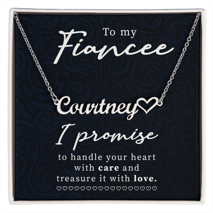 To My Fiancee Name Necklace With Heart-Express Your Love Gifts