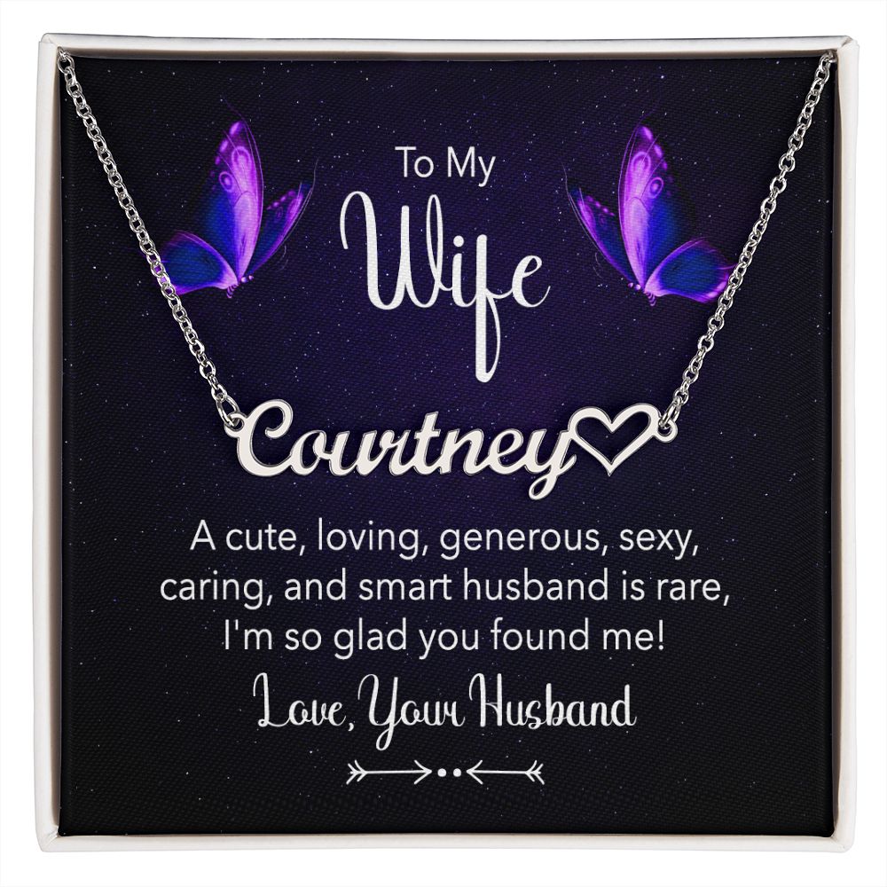 To My Wife A Cute Loving Name Necklace With Heart-Express Your Love Gifts