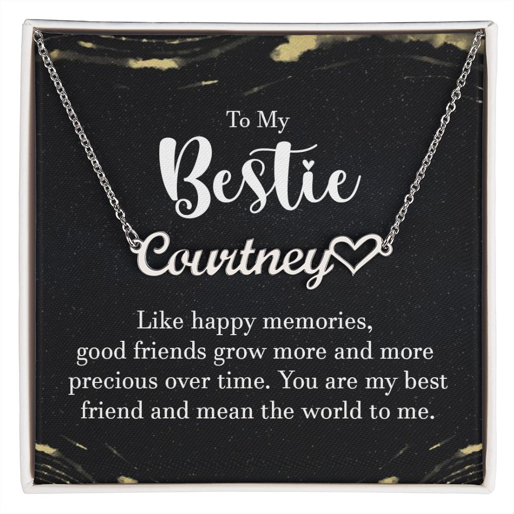 To My Bestie Like Happy Memories Name Necklace With Heart-Express Your Love Gifts