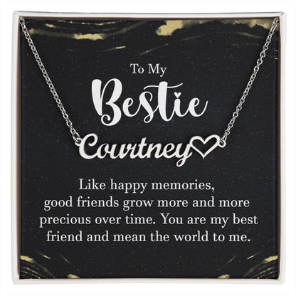 To My Bestie Like Happy Memories Name Necklace With Heart-Express Your Love Gifts