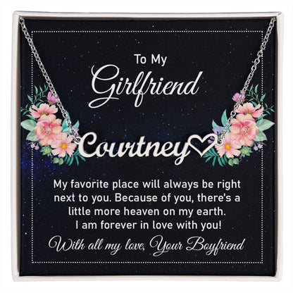 To My Girlfriend My Favorite Place Name Necklace With Heart-Express Your Love Gifts